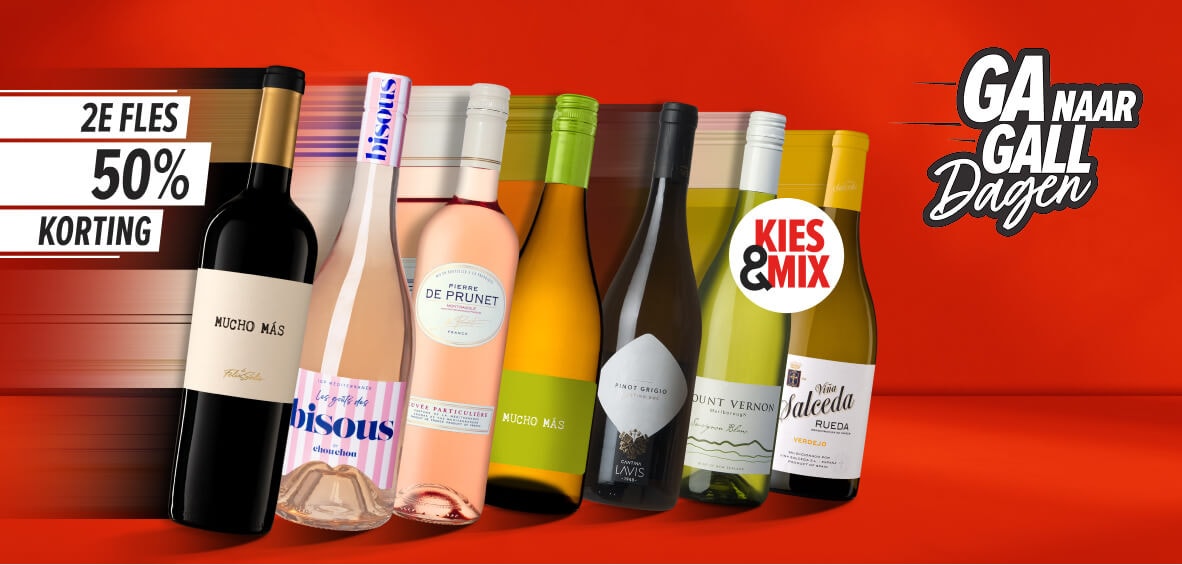 Ga naar gall dagen. meer dan 1800 wijnen tweede fles 50% korting! Kies & mix.